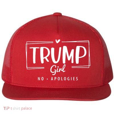 Trump Girl No Apologies Election 2024 Flat Bill Trucker Hat