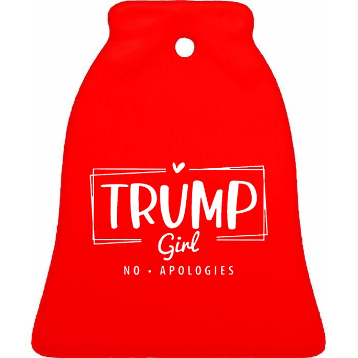 Trump Girl No Apologies Election 2024 Ceramic Bell Ornament