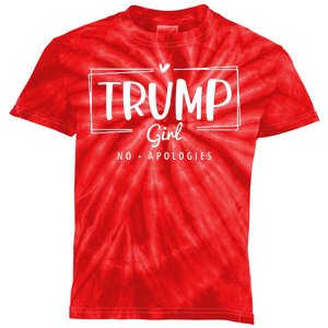 Trump Girl No Apologies Election 2024 Kids Tie-Dye T-Shirt