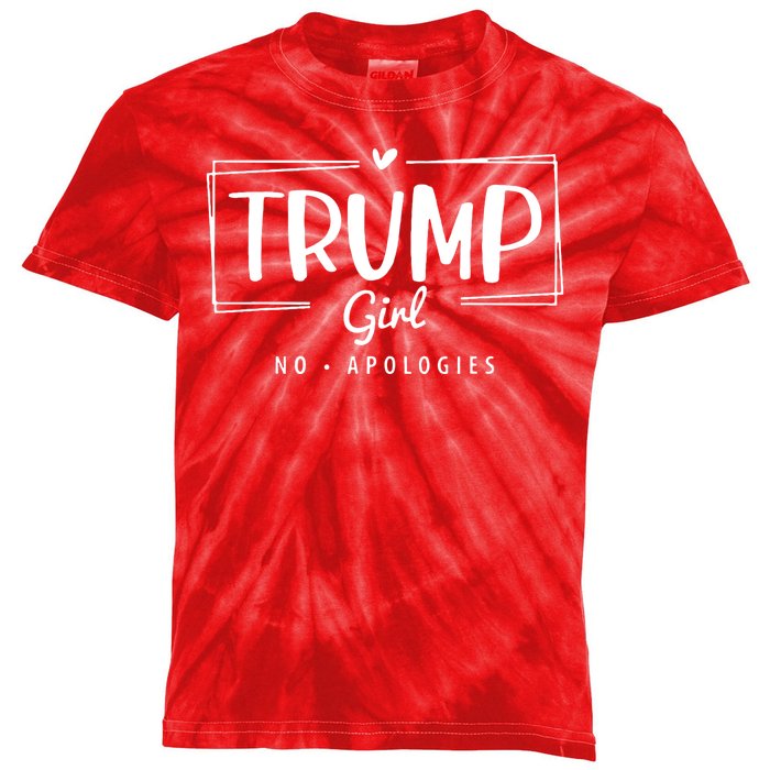 Trump Girl No Apologies Election 2024 Kids Tie-Dye T-Shirt