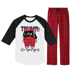 Trump Girl No Apologies Patriotic American Raglan Sleeve Pajama Set