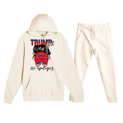 Trump Girl No Apologies Patriotic American Premium Hooded Sweatsuit Set