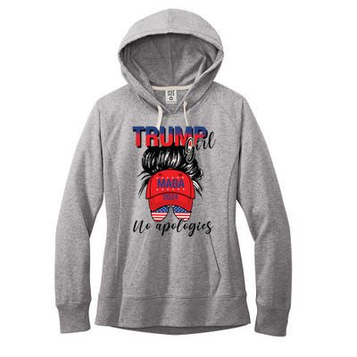 Trump Girl No Apologies Patriotic American Women's Fleece Hoodie