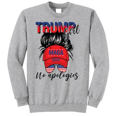 Trump Girl No Apologies Patriotic American Tall Sweatshirt