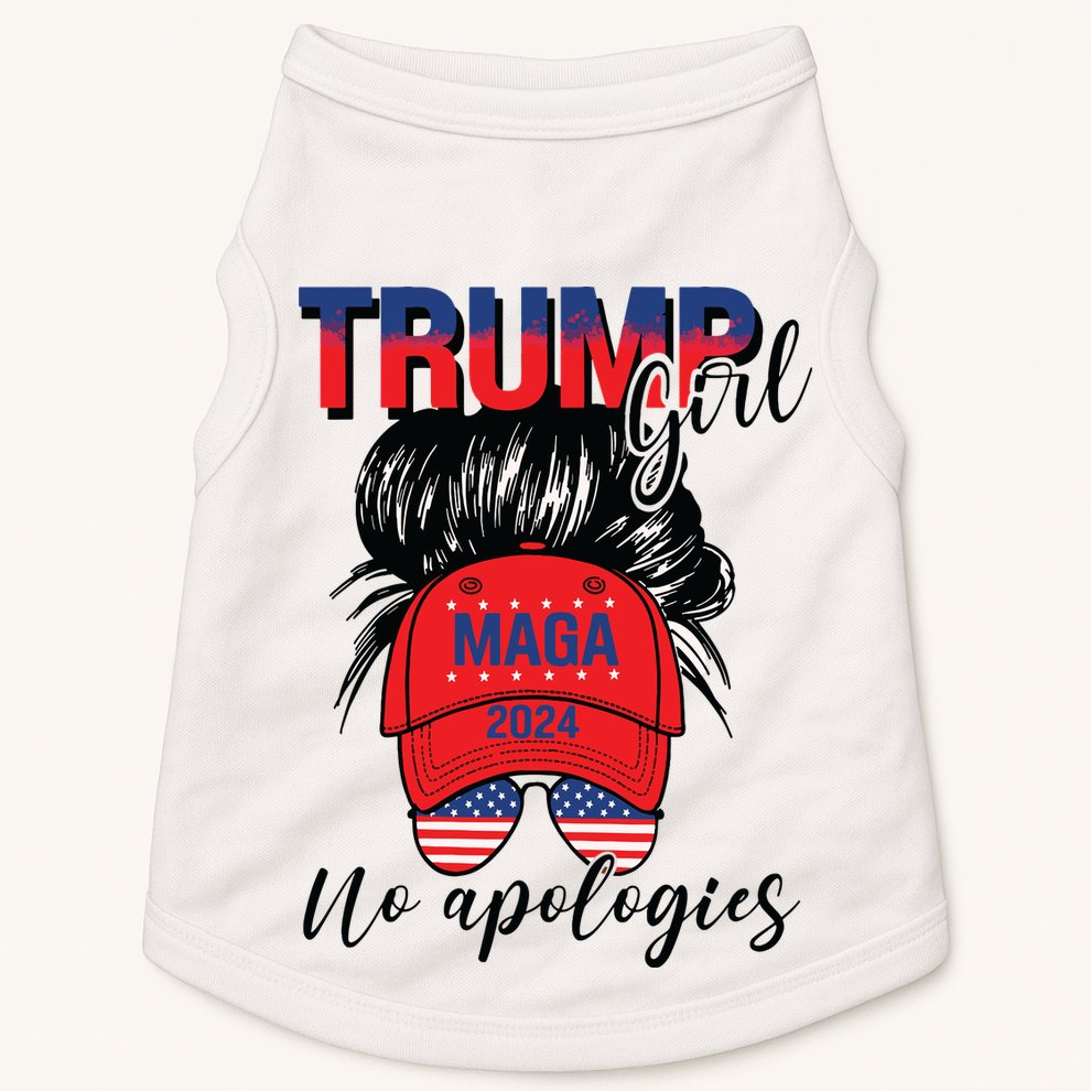 Trump Girl No Apologies Patriotic American Doggie Tank