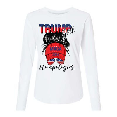 Trump Girl No Apologies Patriotic American Womens Cotton Relaxed Long Sleeve T-Shirt