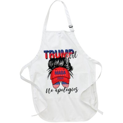 Trump Girl No Apologies Patriotic American Full-Length Apron With Pockets