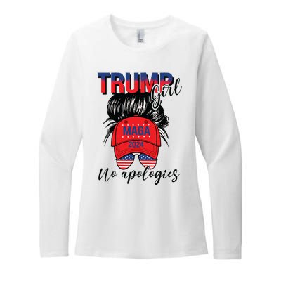 Trump Girl No Apologies Patriotic American Womens CVC Long Sleeve Shirt