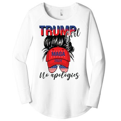 Trump Girl No Apologies Patriotic American Women's Perfect Tri Tunic Long Sleeve Shirt