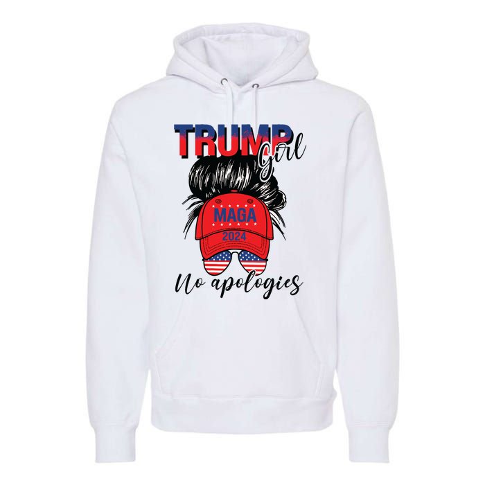 Trump Girl No Apologies Patriotic American Premium Hoodie