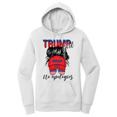 Trump Girl No Apologies Patriotic American Women's Pullover Hoodie