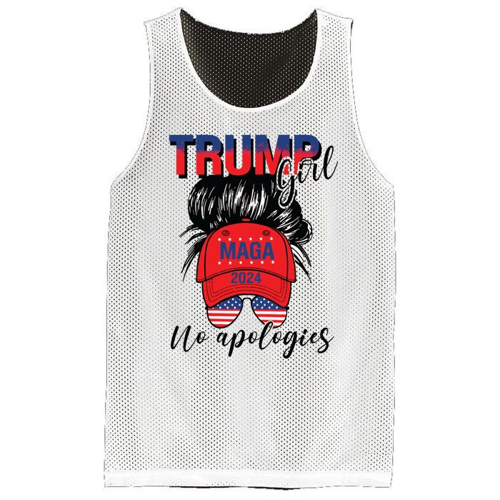 Trump Girl No Apologies Patriotic American Mesh Reversible Basketball Jersey Tank