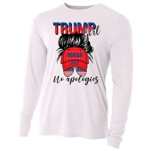 Trump Girl No Apologies Patriotic American Cooling Performance Long Sleeve Crew