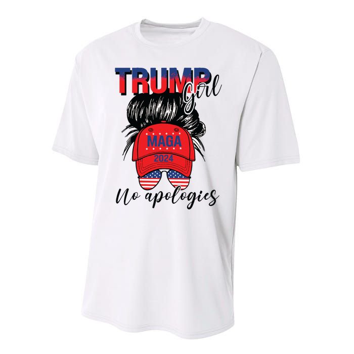 Trump Girl No Apologies Patriotic American Performance Sprint T-Shirt