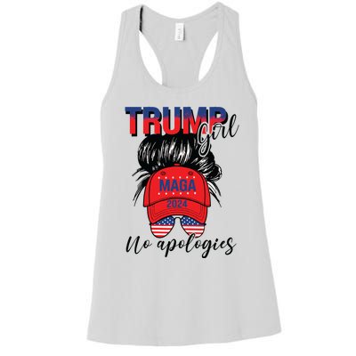 Trump Girl No Apologies Patriotic American Women's Racerback Tank