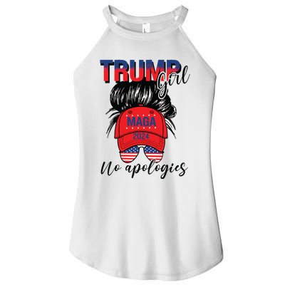 Trump Girl No Apologies Patriotic American Women's Perfect Tri Rocker Tank