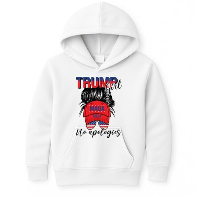 Trump Girl No Apologies Patriotic American Kids Hoodie