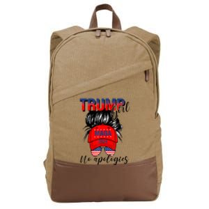 Trump Girl No Apologies Patriotic American Cotton Canvas Backpack