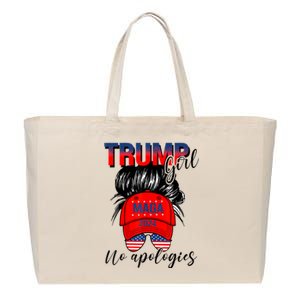 Trump Girl No Apologies Patriotic American Cotton Canvas Jumbo Tote