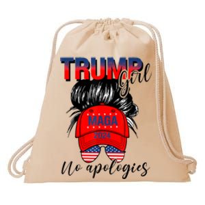 Trump Girl No Apologies Patriotic American Drawstring Bag