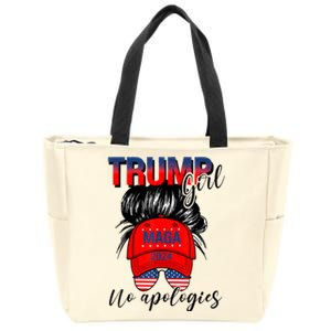 Trump Girl No Apologies Patriotic American Zip Tote Bag