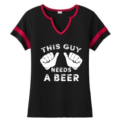 This Guy Needs A Beer - Funnys Drinking Gift Tee Ladies Halftime Notch Neck Tee