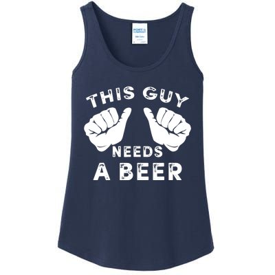 This Guy Needs A Beer - Funnys Drinking Gift Tee Ladies Essential Tank