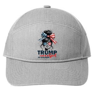 Trump Girl No Apologies Messy Bun Sunglasses Trump 2024 7-Panel Snapback Hat