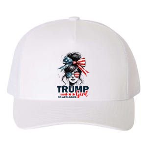 Trump Girl No Apologies Messy Bun Sunglasses Trump 2024 Yupoong Adult 5-Panel Trucker Hat