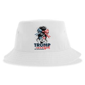 Trump Girl No Apologies Messy Bun Sunglasses Trump 2024 Sustainable Bucket Hat