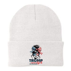 Trump Girl No Apologies Messy Bun Sunglasses Trump 2024 Knit Cap Winter Beanie