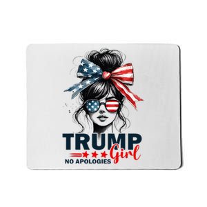 Trump Girl No Apologies Messy Bun Sunglasses Trump 2024 Mousepad