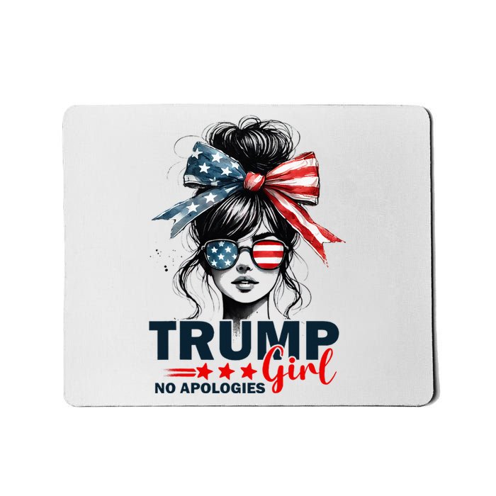 Trump Girl No Apologies Messy Bun Sunglasses Trump 2024 Mousepad