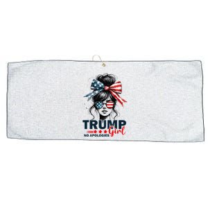 Trump Girl No Apologies Messy Bun Sunglasses Trump 2024 Large Microfiber Waffle Golf Towel