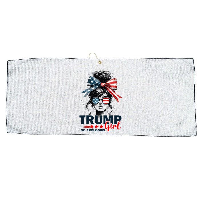 Trump Girl No Apologies Messy Bun Sunglasses Trump 2024 Large Microfiber Waffle Golf Towel