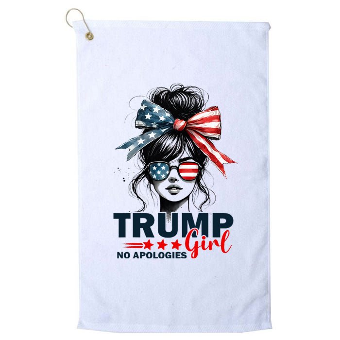 Trump Girl No Apologies Messy Bun Sunglasses Trump 2024 Platinum Collection Golf Towel