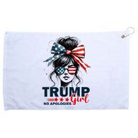 Trump Girl No Apologies Messy Bun Sunglasses Trump 2024 Grommeted Golf Towel