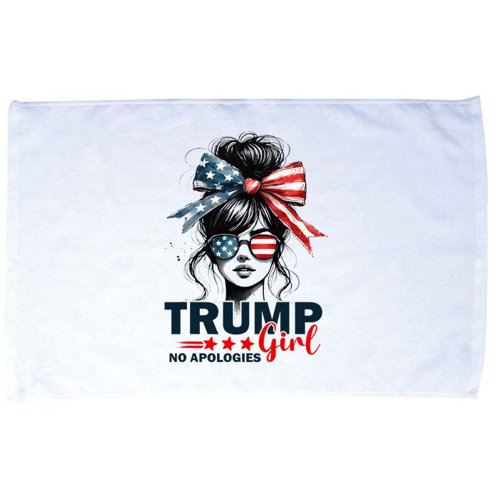 Trump Girl No Apologies Messy Bun Sunglasses Trump 2024 Microfiber Hand Towel