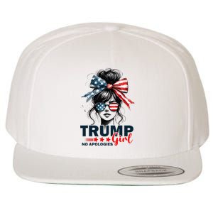 Trump Girl No Apologies Messy Bun Sunglasses Trump 2024 Wool Snapback Cap