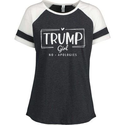 Trump Girl No Apologies Election 2024 Enza Ladies Jersey Colorblock Tee