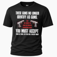 These Guns No Longer Identify As Guns Funny Gun Cooling Performance Crew T-Shirt