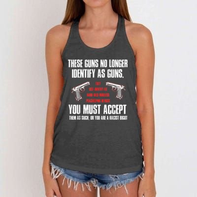 These Guns No Longer Identify As Guns Funny Gun Women's Knotted Racerback Tank