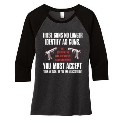 These Guns No Longer Identify As Guns Funny Gun Women's Tri-Blend 3/4-Sleeve Raglan Shirt