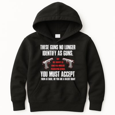 These Guns No Longer Identify As Guns Funny Gun Kids Hoodie