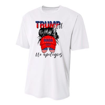 Trump Girl No Apologies Patriotic American Youth Performance Sprint T-Shirt