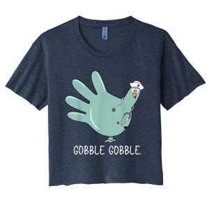 Turkey Glove Nurse Thanksgiving Women's Crop Top Tee