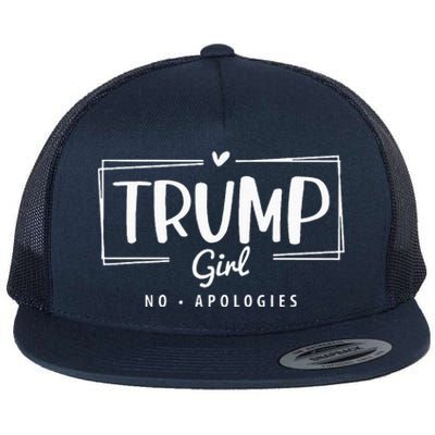 Trump Girl No Apologies Election 2024 Flat Bill Trucker Hat