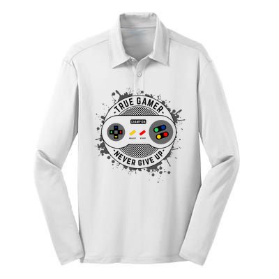 True Gamer Never Give Up Silk Touch Performance Long Sleeve Polo