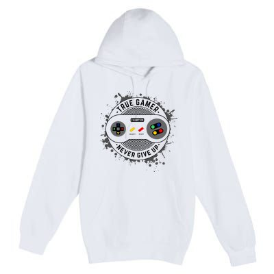 True Gamer Never Give Up Premium Pullover Hoodie