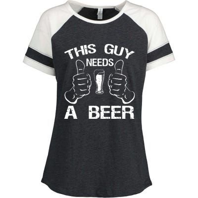 This Guy Needs A Beer Enza Ladies Jersey Colorblock Tee